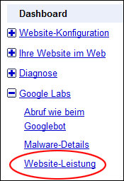 Webmaster-tools Website Leistung