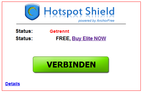 HotSpot Shield Meldung